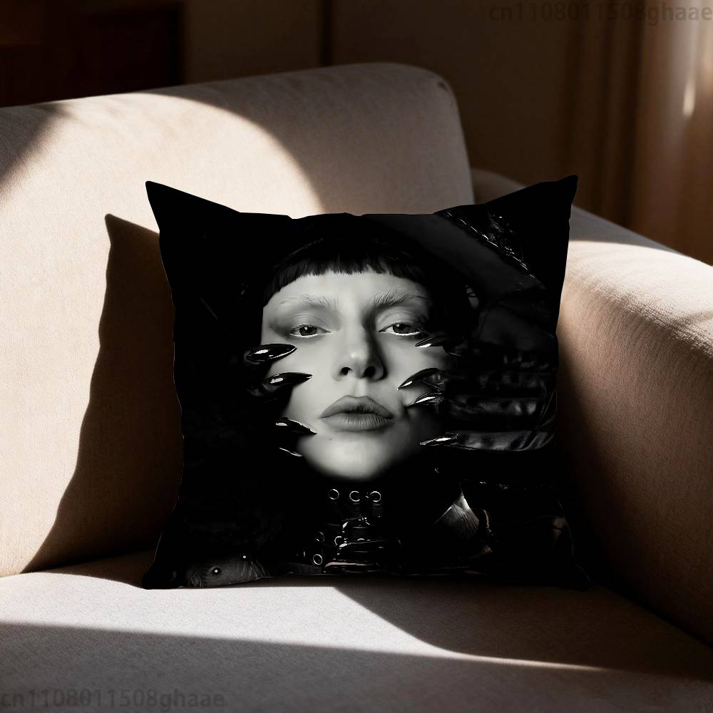 LLady Gaga Pillow Case Antidustmite Pillowcase Invisible zipper silky short plush Sofa cushion cover