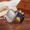 Star Moon Quartz Necklace Inlaid Pocket Watch Pendant Chain for Male Women