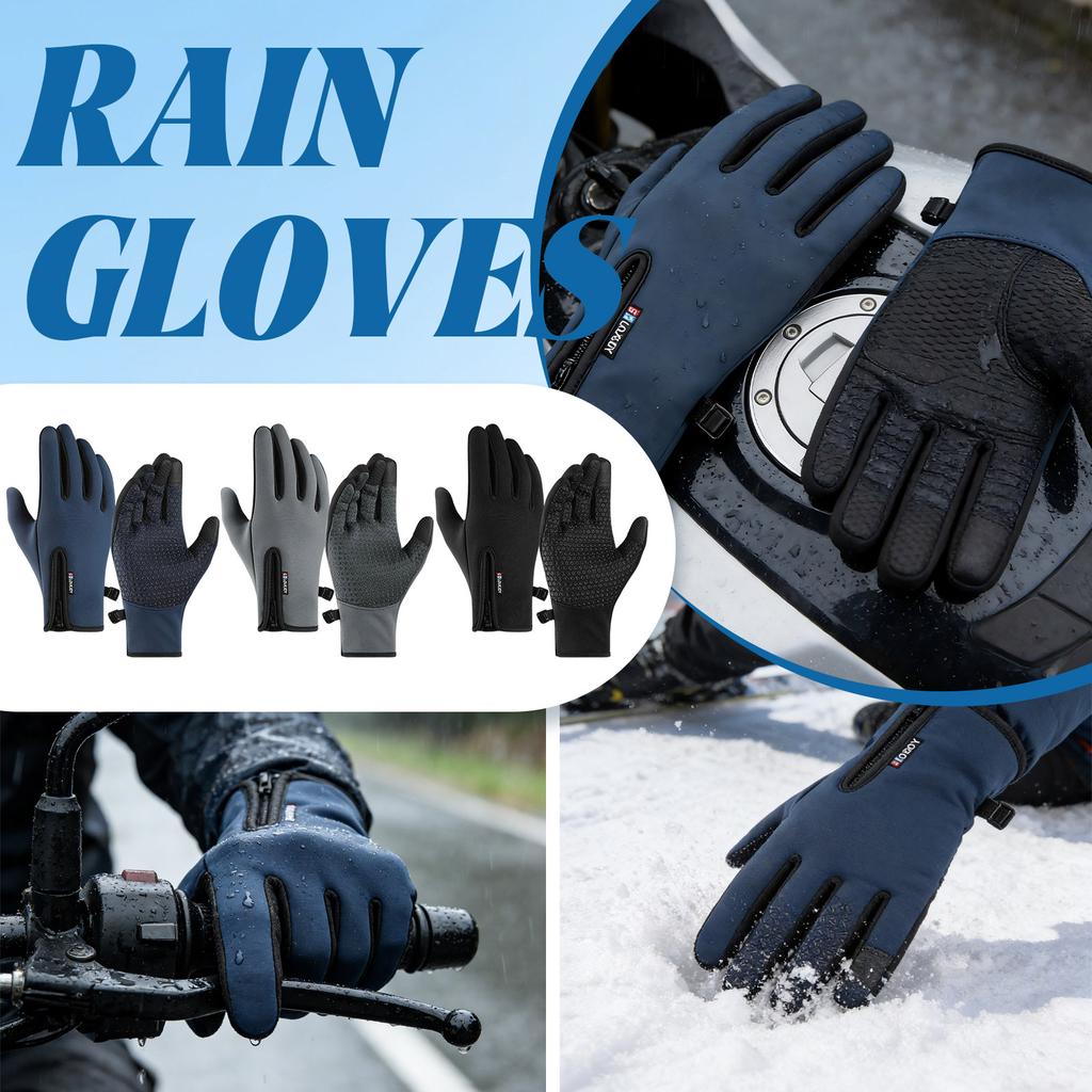 Waterproof Winter Gloves with Anti-Slip Grip Reflective Print Conductive Fingertips for Outdoor Sports and Cold Weather Activities