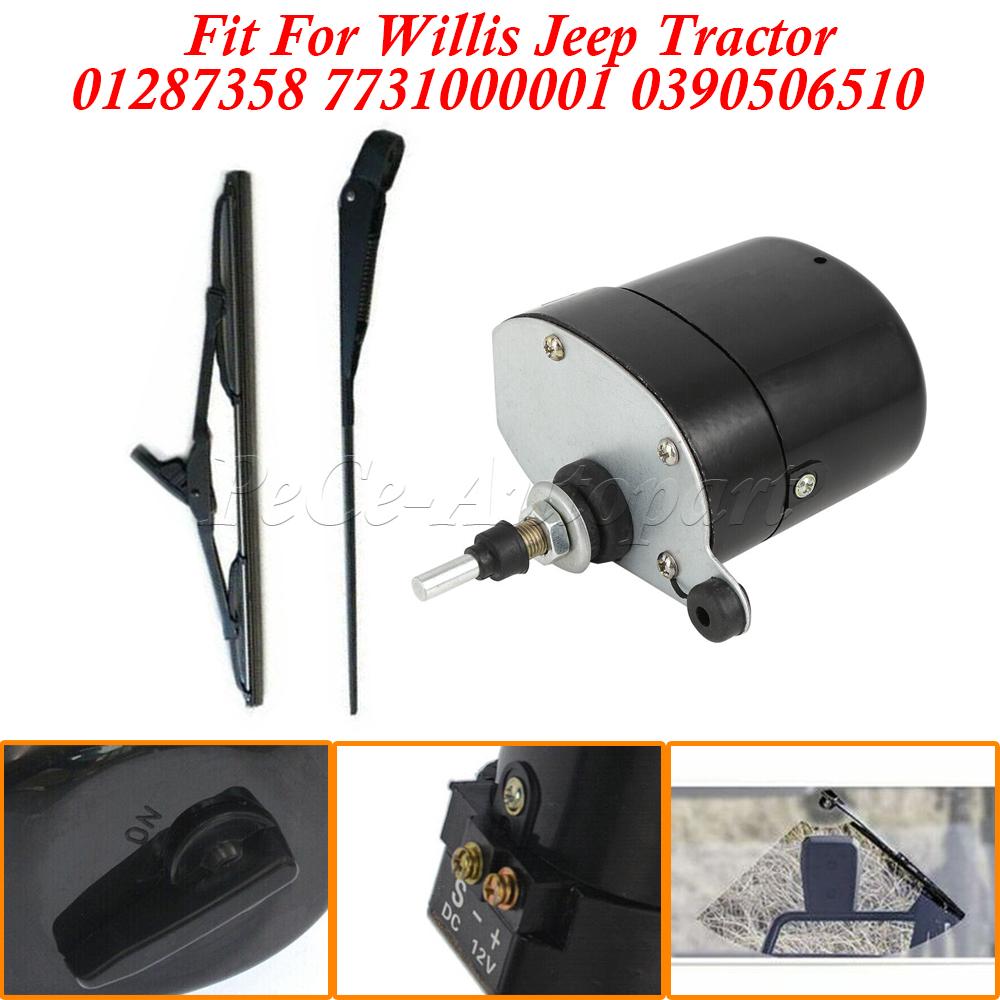 New Universal 12V Windscreen Wiper Motor Or Arm With Blade 01287358 7731000001 0390506510 Fit For Willis Jeep Tractor