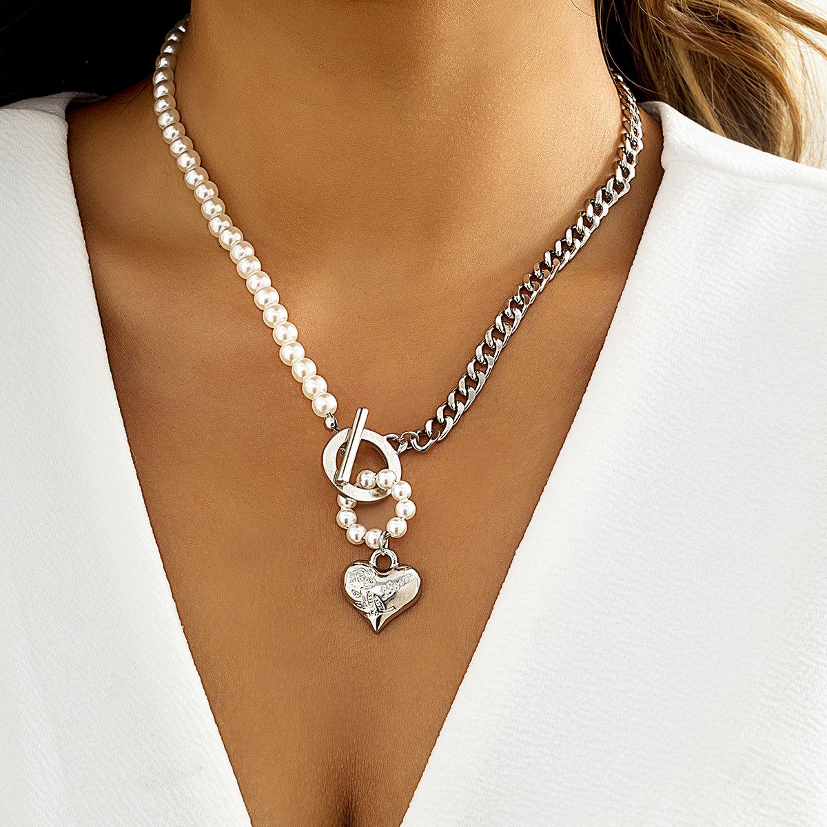 

Винтажное барочное ожерелье с имитацией жемчуга в форме сердца OT с пряжкой, ожерелье для женщин, свадебная цепочка из бисера, аксессуары на шею, ювелирные изделия, новинка