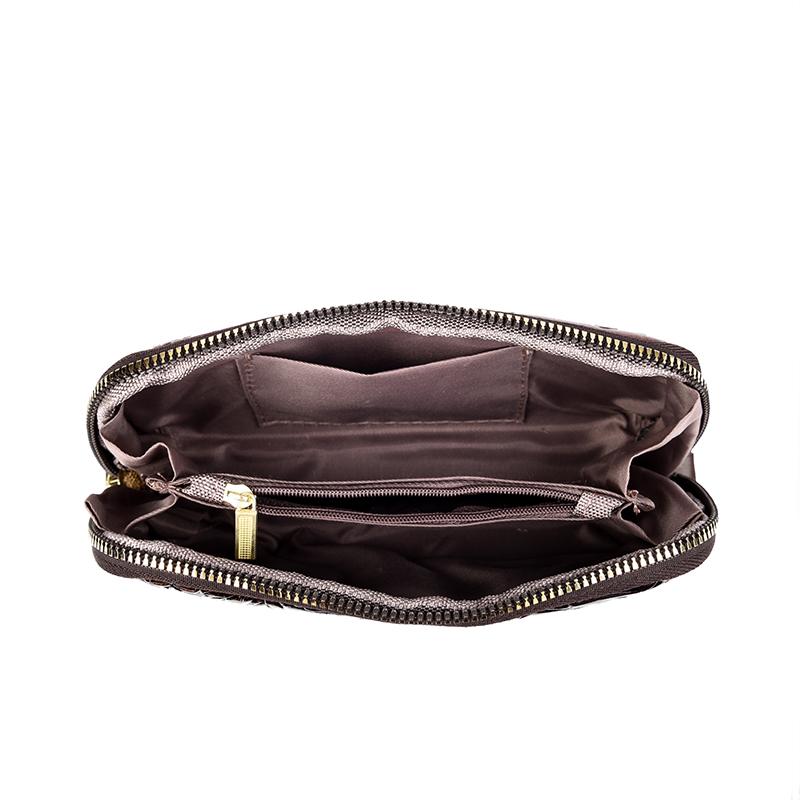 Elegant Embossed Floral Zipper Wallet for Women – Vintage Clutch with Gold Accent