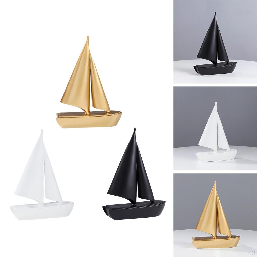 Elegant Sailboat Figurine, Decorative Nautical Art Sculpture for Home Office Decor
