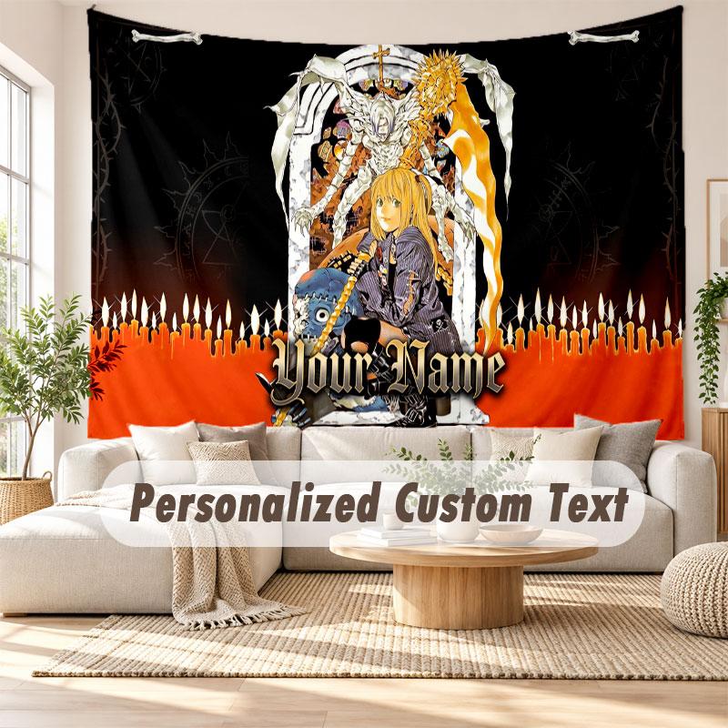 Arazzo da Parete con Nome Personalizzato, Arazzo Decorativo Sfondo Death Note per Dormitorio Casa