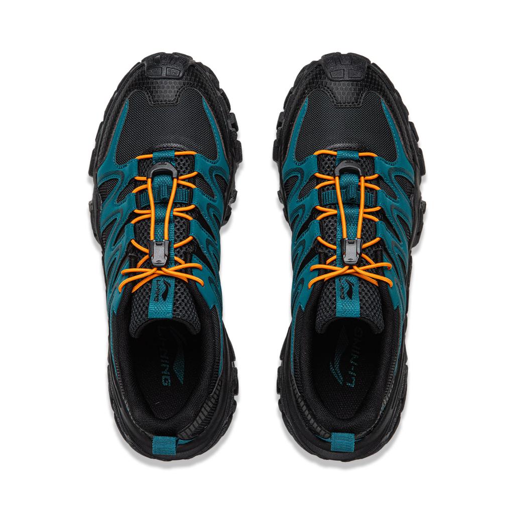 Li Ning Sand Dune Cushioning Slip Resistant Abrasion Resistant Support Low Top Outdoor Shoes Men's Black Cyan AGCW093-1
