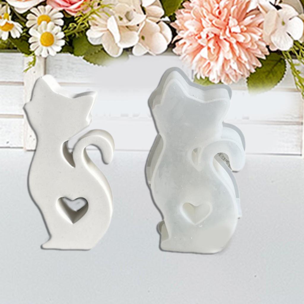 Silikonform zum Basteln Hohlherz Katzenform Skulptur Gießharzform für Seife Aromen Perlen Kerzenherstellung