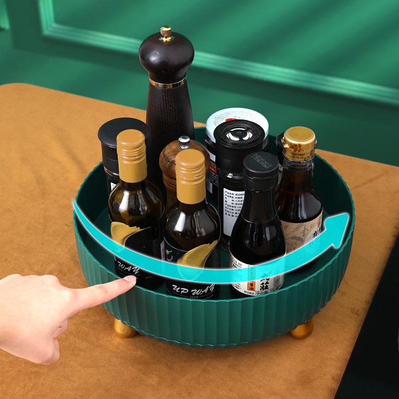 Rotating Kitchen Storage Tray for Snacks, Fruit, and Seasoning Bottles
