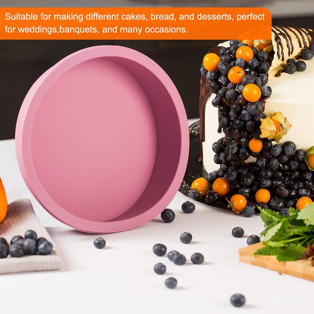 Uxcell Set mit 6 runden Kuchenformen (4 Zoll), Antihaftbeschichtete, schnell lösbare Silikon-Kuchenformen, Backwerkzeuge für Cupcakes, Blechkuchen und Pizzen, Grün