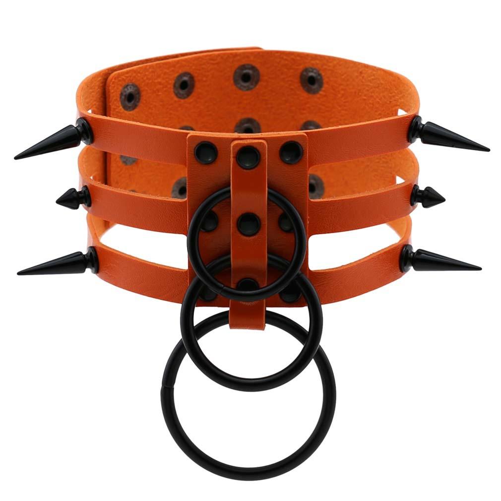 Fashion Women Men Black Rivet Leather Bondage Choker Necklace Punk Circle Spike Goth Collar Harajuku Necklaces Emo Witch Jewelry