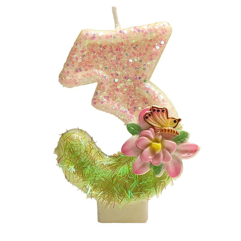 Creative and Exquisite Design Butterfly Flower Digital Candle Birthday Cake DIY Decoration Colorful and Diverse Styles