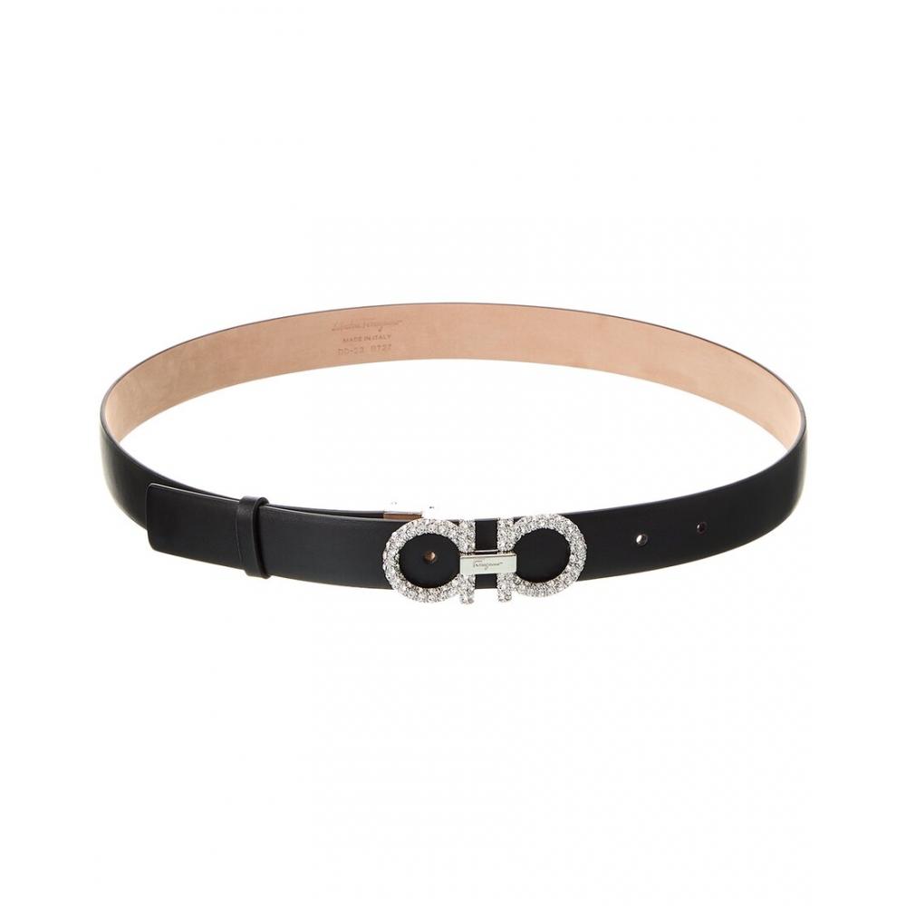 

Salvatore Ferragamo Ferragamo Gancini Adjustable Leather Belt Black 80 cm