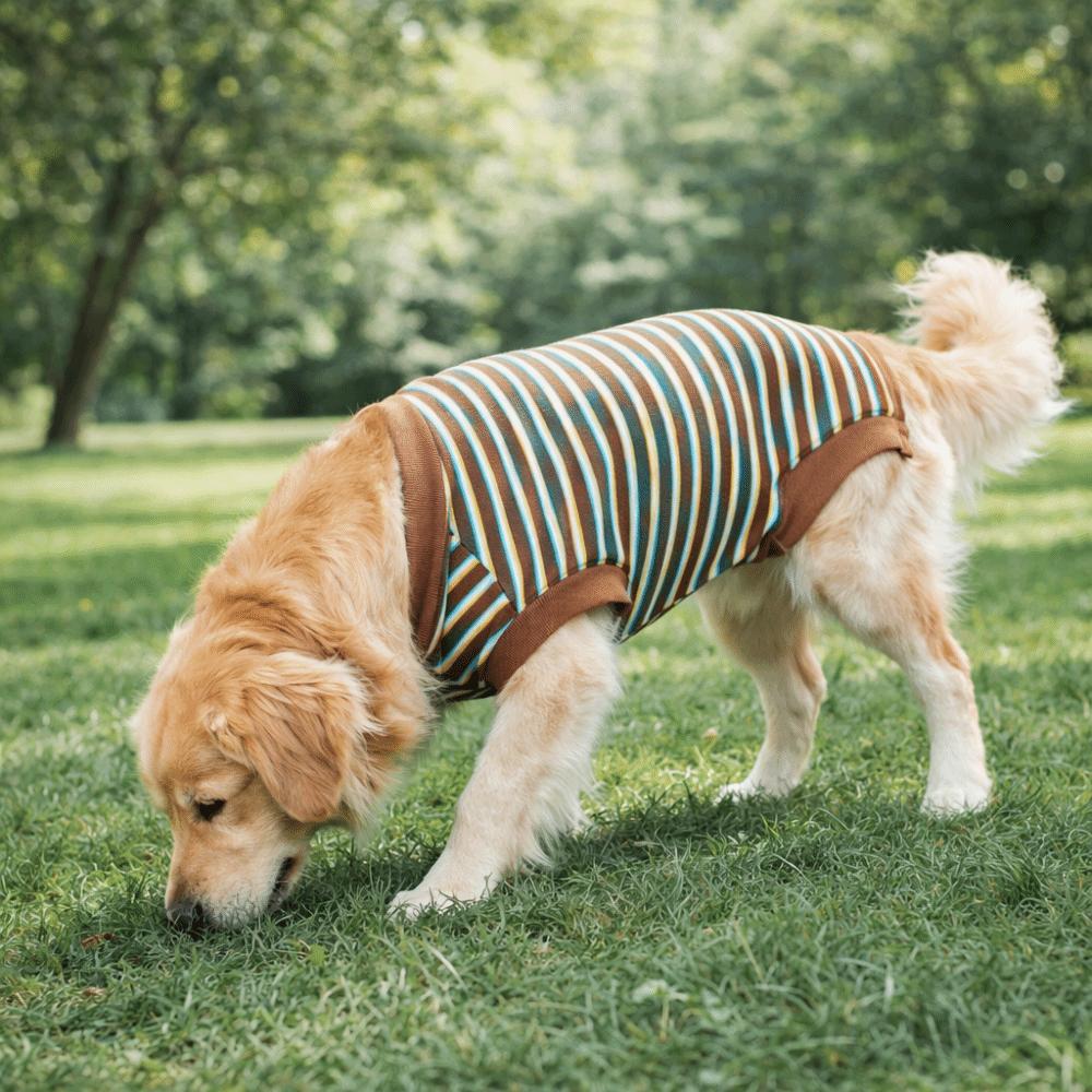 Casual Style Striped Dog Sterilization Suit Warm Washable Fleece Anti-Licking Vest Comfortable Dog Four Legged Vest Female Spay