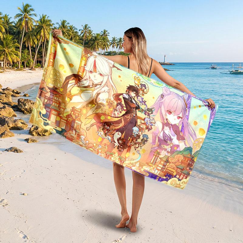 Large Beach TowelGenshin Impact Soft Absorbent Towel Beach Bath Home Use
