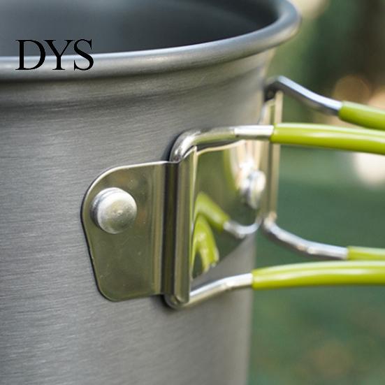 Camping Cookware Set 1 with Folding Pot Spoon Fork Cutter 1-2 Person Metal Heavy Duty Aluminum Alloy Outdoor Picnic Hiking Backpacking Portable