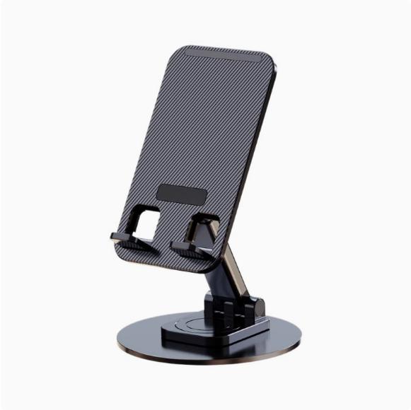 Metal 360 Degree Rotatable Desktop Phone Stand Adjustable Height Foldable Multi-Functional Portable Holder Compatible with Smartphones and Tablets One Size чёрный