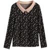 Primavera Autunno Polo Manica Lunga T-shirt da Donna Ampia Mamma Camicia Sottogiacca Nuovo Top Floreale M-5XL