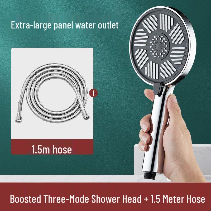 Trycksatt duschhuvud med stor panel och 3 inställningar, inklusive slang - Bath Master Lotusdesign