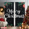 2pcs 2D flat printing Merry Christmas Popular Curtain Merry Christmas leaves Versatile 100% Polyester Without Electricity Family