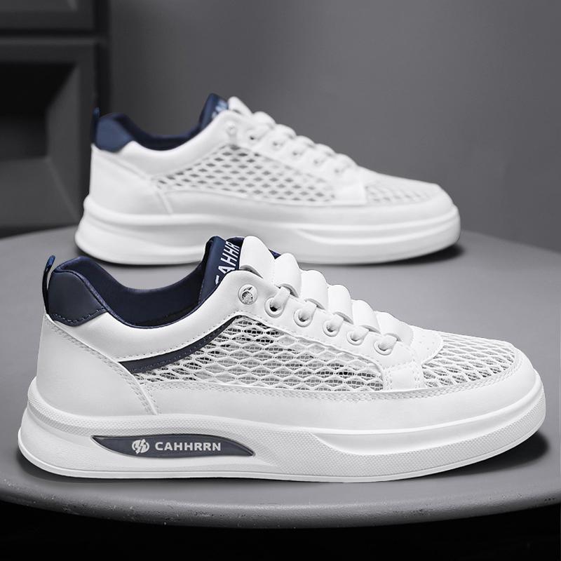 

Summer men s shoes new hollow board shoes men s versatile casual leather shoes sports flat white tide shoes men 39
