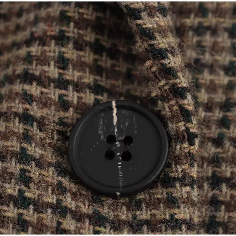 Retro Vlněné Kostkované Sako Kabáty Dámské Klopa Jednořadé Blejzry Podzimní Jednoduché Elegantní Streetové Svrchní Oblečení