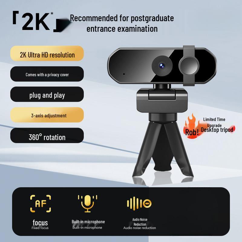 HD Webcam with Microphone & Privacy Cover for Online Classes, Laptops, Desktops, and Beauty Applications