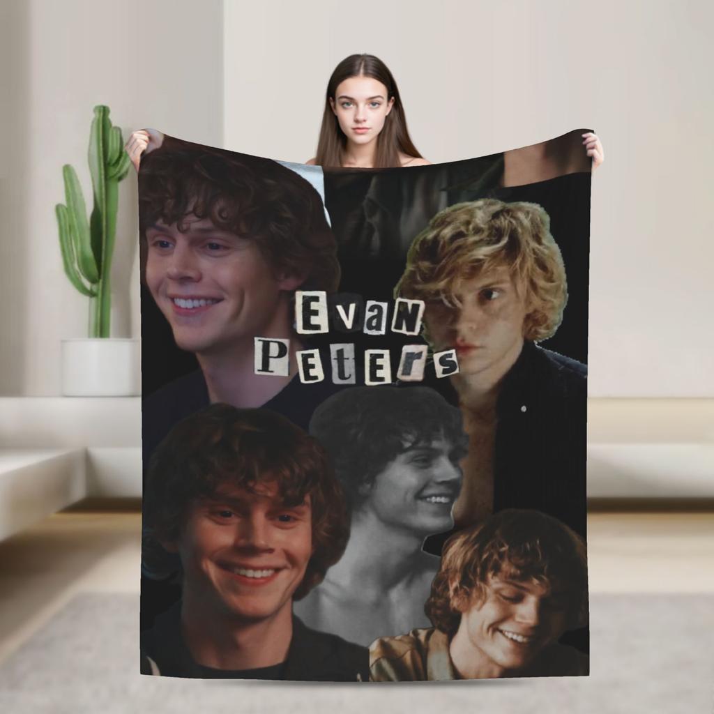 3D Evan Peters Pattern Printed Flannel Blankets Warm Soft Throw Blanket for Outdoor Decorative Bedspread Sofa Bed Cover