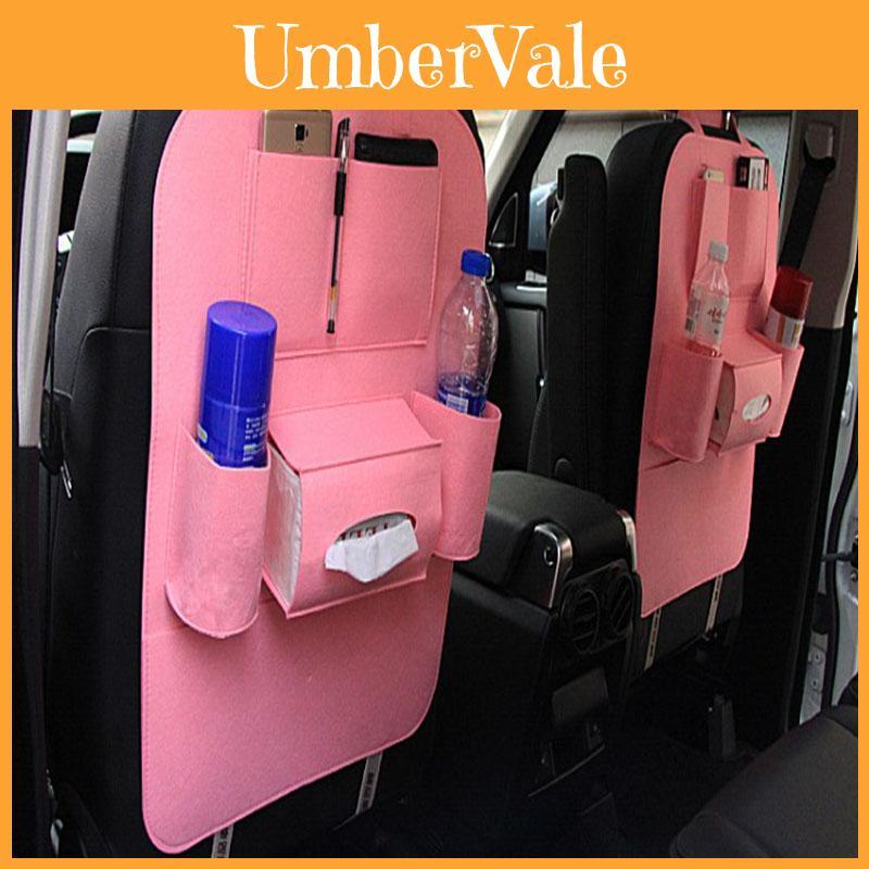 Elegant Black Auto Car Seat Back Organizer With Multi-pocket Storage For Effortless Organization
