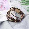 Multilayer  Wide Wristband Leopard Leather Bangle  Bracelets & Bangles Magnetic Clasp Bracelet