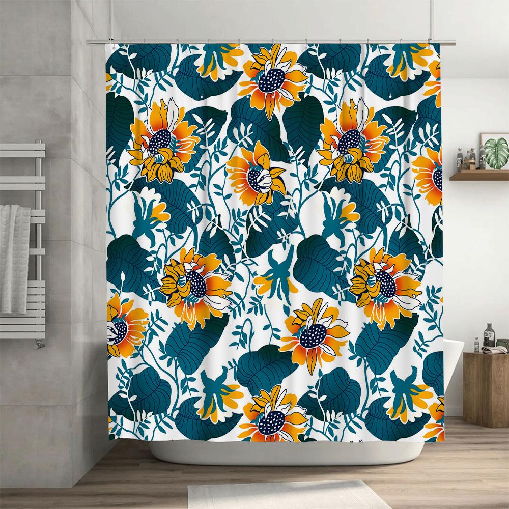 Sunflower Leaves Shower Curtain 3D Printed Bath Decor For Home Decoration