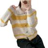 Koreanischer gestreifter Strickmantel für Damen - Herbst/Winter lockerer Cardigan-Stil