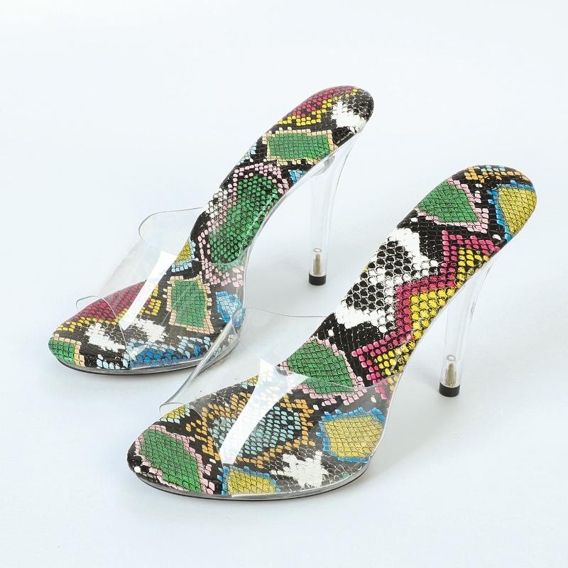 Women's Super High Heel Slippers 11cm/4.33in High Nightclub Transparent Sandals Slippers Ballroom Plus Size Shoes