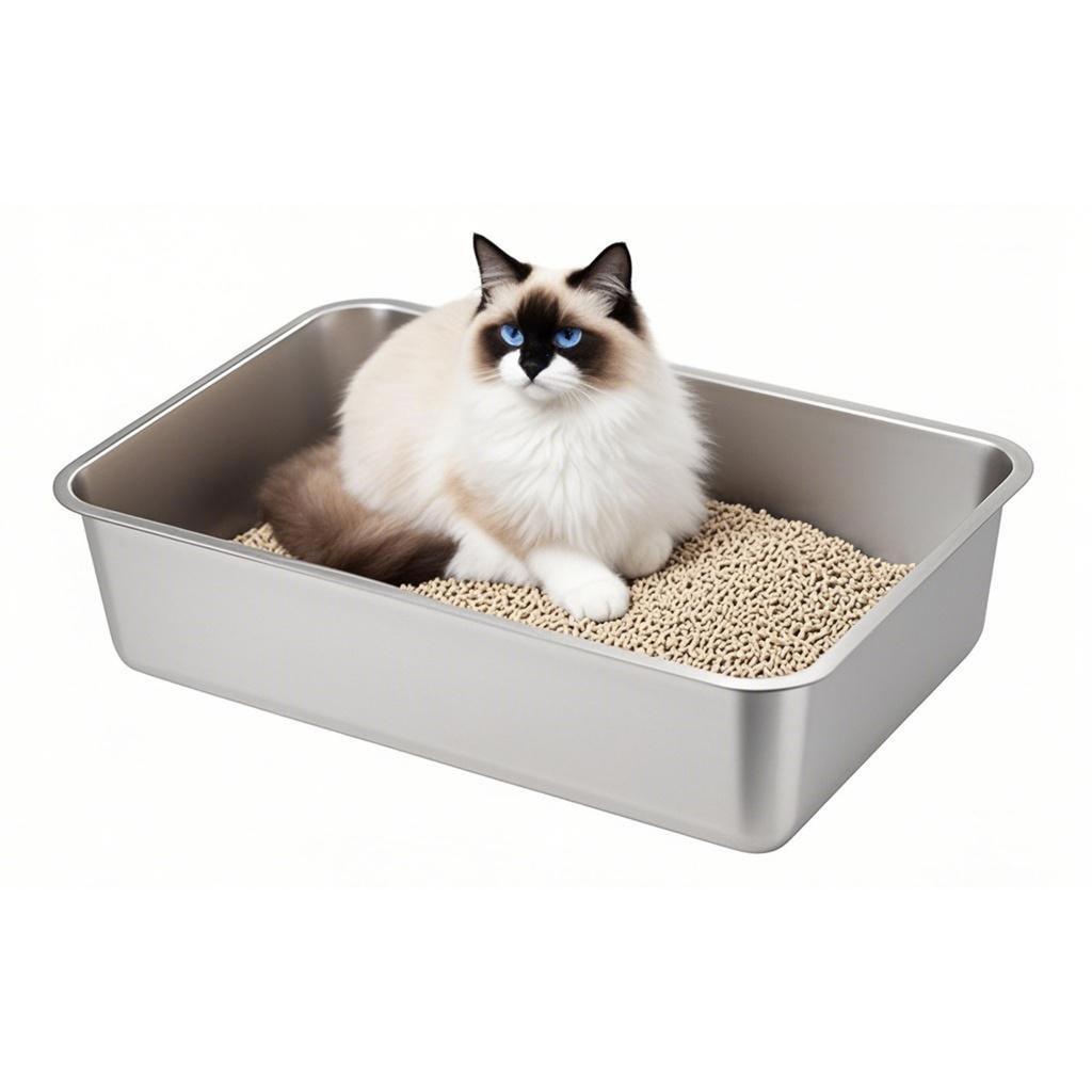 Große Katzentoilette mit verstärkten Rändern und komfortablem großem Platz für ausgewachsene Katzen, für den täglichen Gebrauch