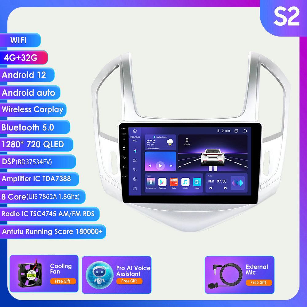 Hizpo Ραδιόφωνο αυτοκινήτου 4G-LTE 9" Android 12 για Chevrolet Cruze J300 J308 2012 - 2015 Συσκευή αναπαραγωγής πολυμέσων GPS 2Din Carplay Auto Stereo Bluetooth SWC HeadUnit