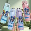 1PC Cyclist Group Silhouette Art 750ml Color Plastic Sports Water Bottle Leakproof Flip Straw Lid Suitable for Sports Office Home Use