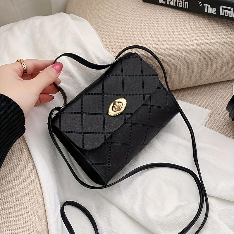 Chic Quilted Crossbody Bag for Women Adjustable & Detachable Strap, Twist Lock Closure Versatile for Casual & Formal Occasions, Crossbody Purse,