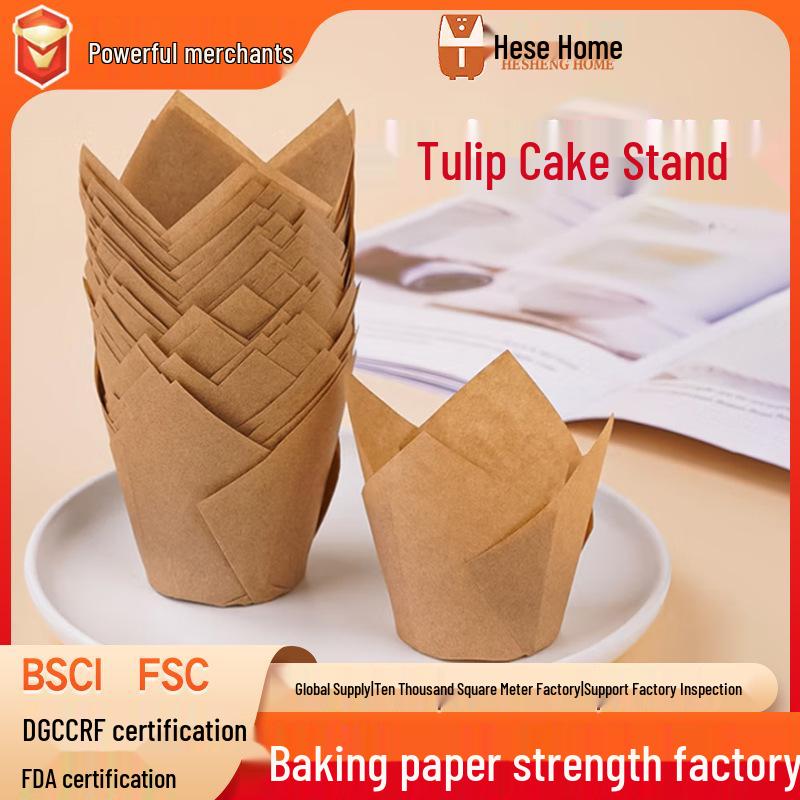 Формочки для выпечки маффинов и кексов в форме тюльпана - Бумажные формочки пищевого качества, огнестойкие 100 pieces/pack (5*8cm)