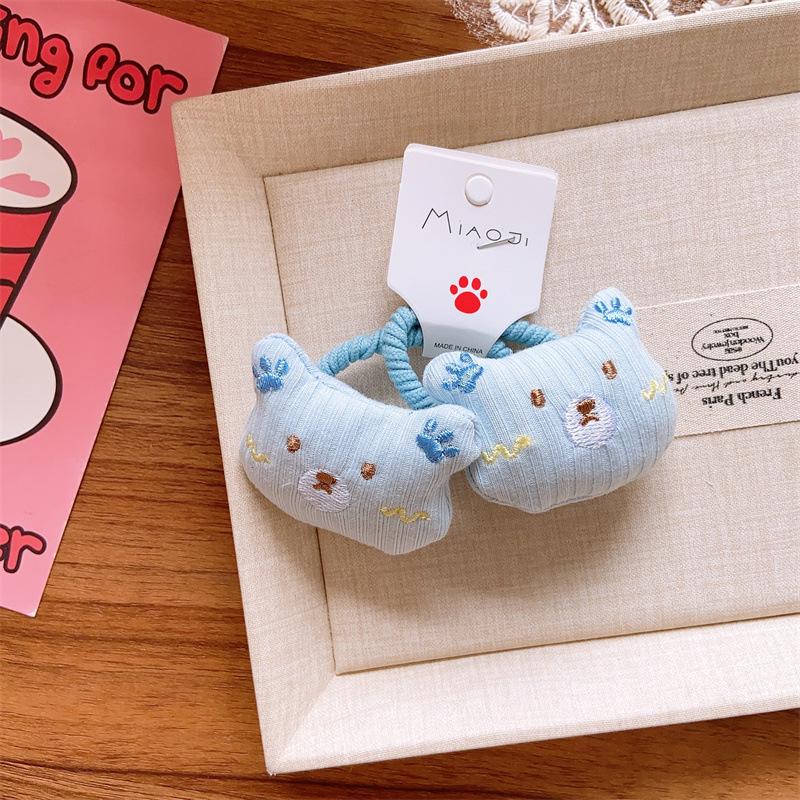 

Пастельные весенние заколки для волос с животными для девочек и набор резинок для волос с вышивкой кроликов