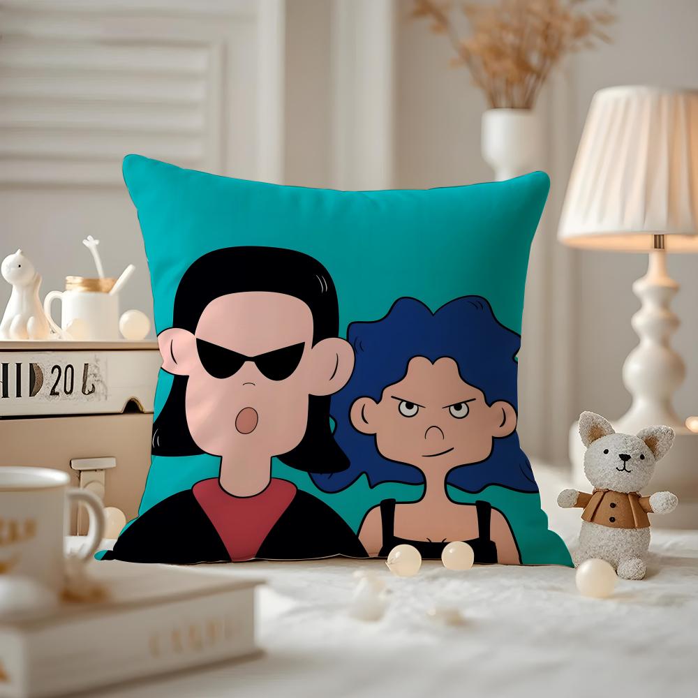 Cute Cartoon Couple Cushion Cover Anti-dustmite Pillowcase Invisible Zipper Silky Short Plush Sofa Cushion Cover
