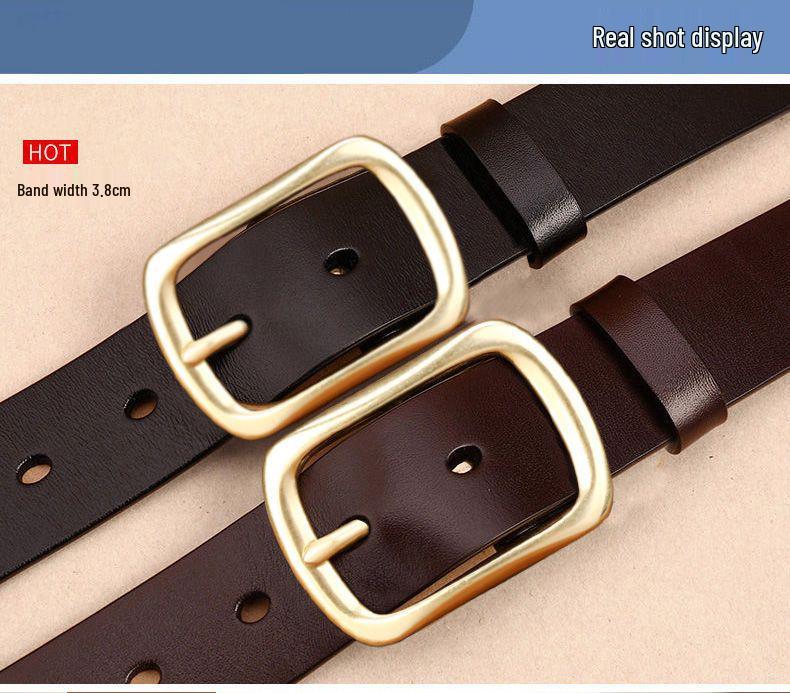 Paul Genuine Leather Men's Belt - Pin Buckle Casual Waistband for Middle-Aged and Young Business, Versatile and Fashionable.