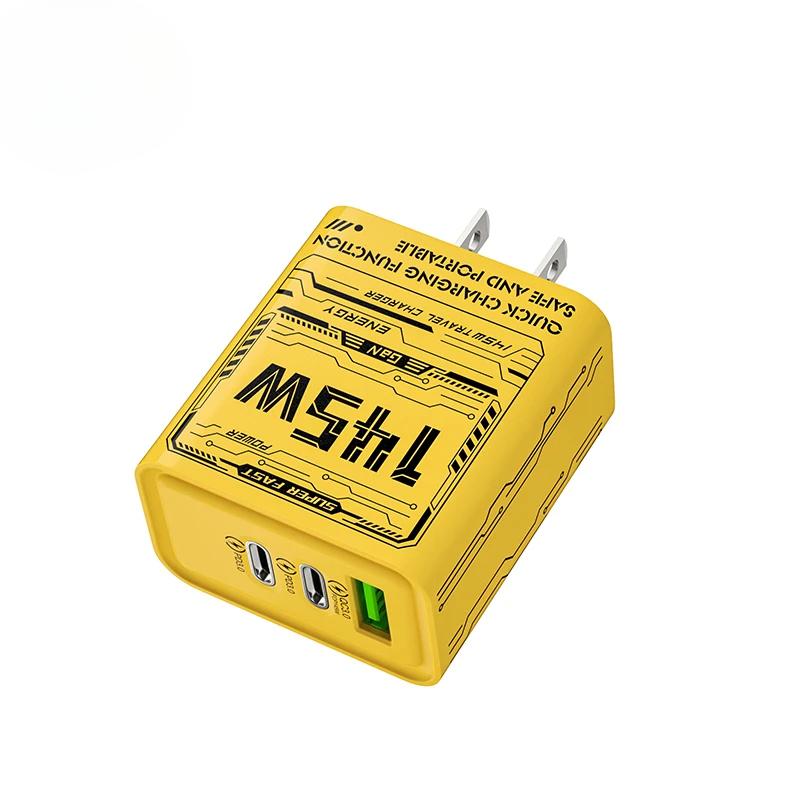 145W Fast Charger USB Type C Quick Mobile Phone Charger 3 Ports EU US UK Plug Charger Wall Adapter For iPhone 16 Samsung