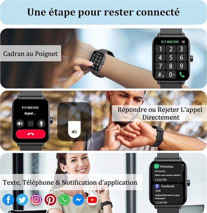 Montre Connectée KALINCO avec Alexa Intégré,1,8 Smartwatch avec Appel Bluetooth,Podometre/Fréquence Cardiaque/Sommeil/SpO2,100+ M