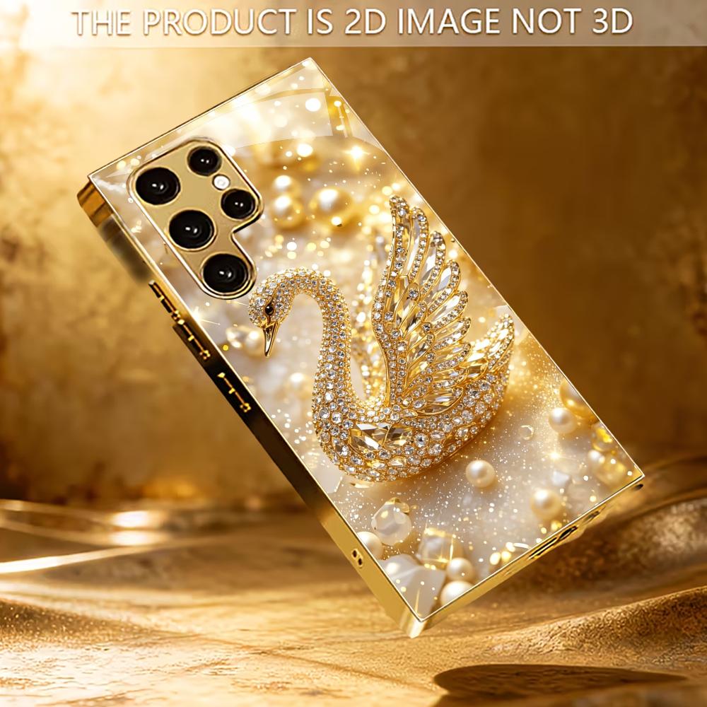 Modern Luxury Golden Swan phone case glass s26 ultra case s25 ultra case for Samsung Galaxy S26 S25 S24 S23 S22 FE Ultra Plus