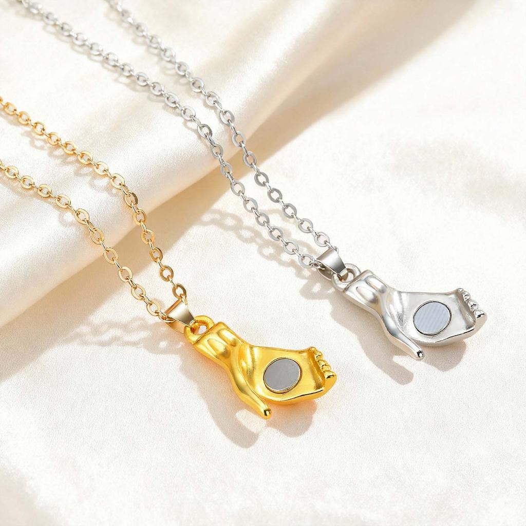 Unique Set Magnetic Attraction Necklace for Couple Hand Pendant Necklace for Women Men Valentine's Day Gift