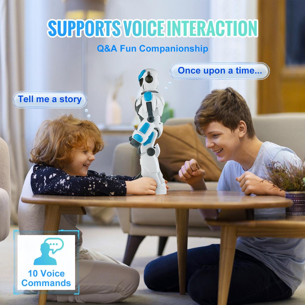 SucceBuy RC Robot Toys Mechanical Combat Police Early Education Intelligent Robot Electric Singing Children's Birthday Gift