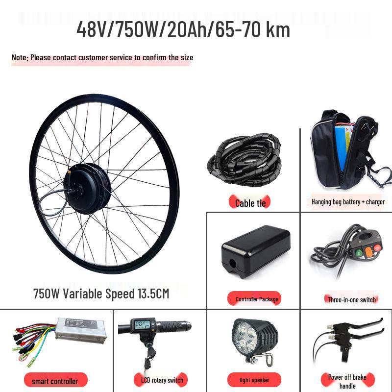 48V Electric Pedal Assist Mountain Bike Conversion Kit, 500W/750W Rear Drive, High-Speed Climbing Motor
