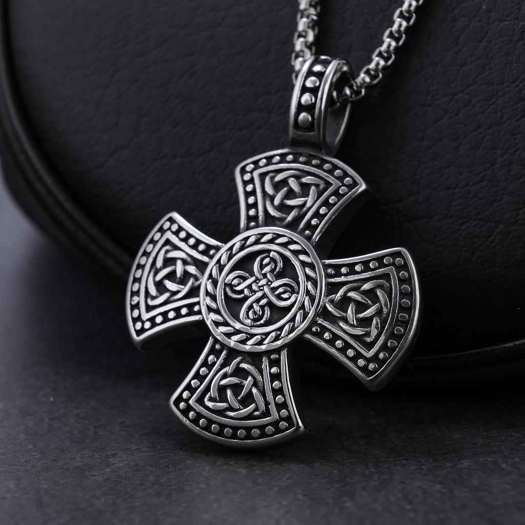 Celtic Cross Knot Stainless Steel Pendant Necklace