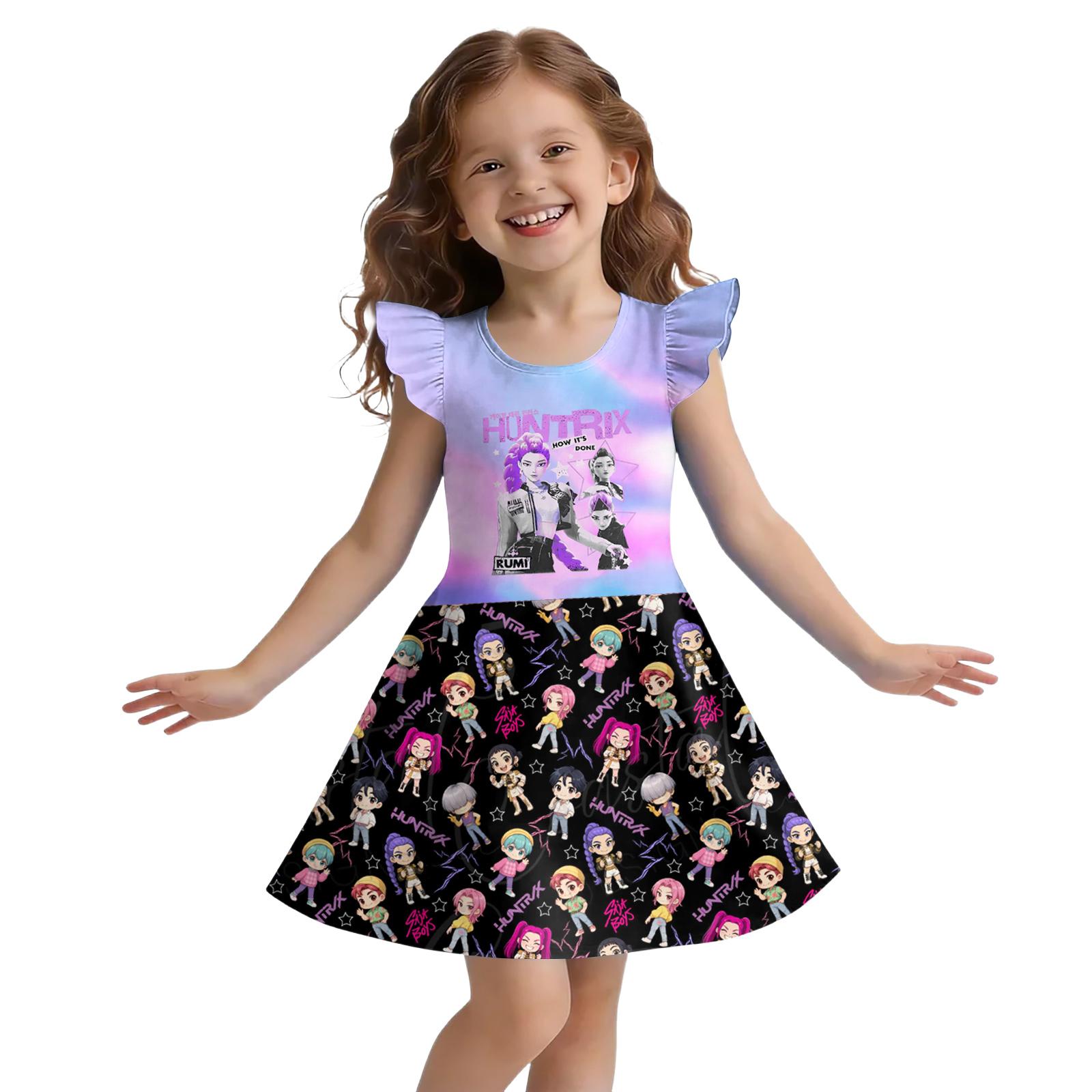 

Children s Sleeveless U-neck Summer A-line Floral Casual Holiday Dress 160 небо синє кольору