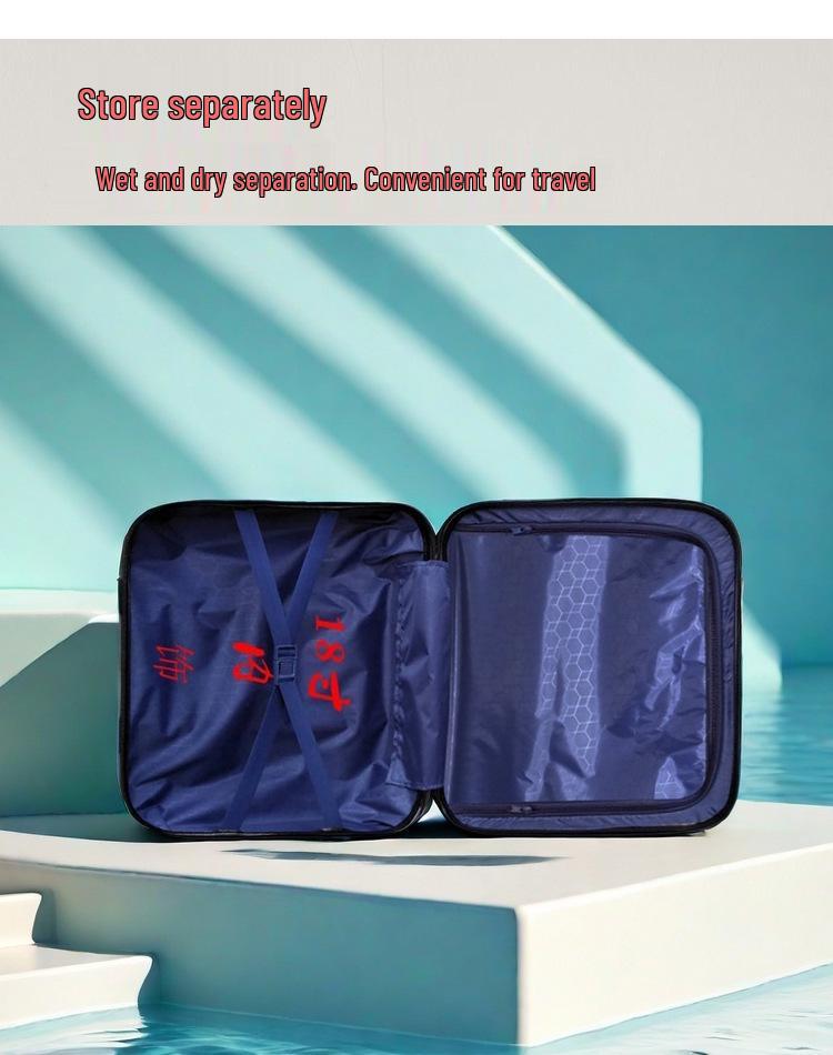 18-Inch Lightweight Leather Cabin Suitcase with Universal Wheels for Travel