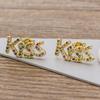 Top Quality Rainbow Cross Stud Earrings Gold Color Micro Pave CZ Delicate Fashion Women Girls Fine Party Jewelry Gift