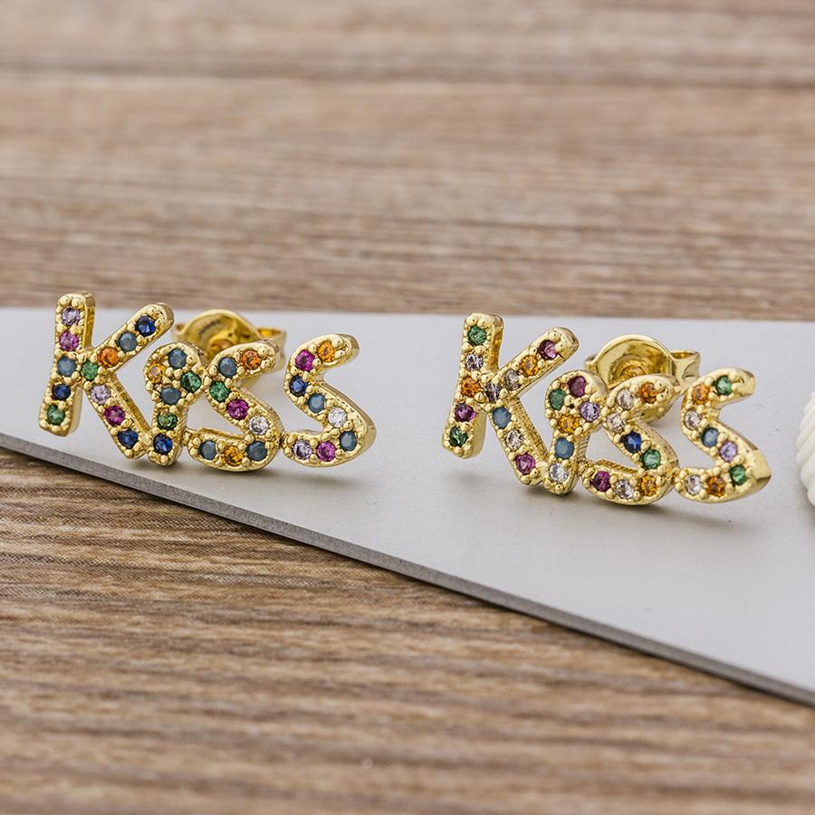 Top Quality Rainbow Cross Stud Earrings Gold Color Micro Pave CZ Delicate Fashion Women Girls Fine Party Jewelry Gift